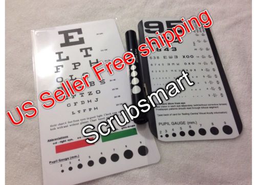 10 Set Lot: Snellen &amp; Rosenbaum Pocket Eye Chart &amp; penlight With Pupil Gauge