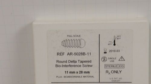 Arthrex AR-5028B-11 Round Delta Tapered Bio-Interference Screw 12x28mm