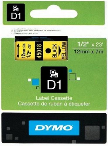 12mmX 7M DYMO LABEL D1 45018 TAPE ZWART GEEL BLACK YELLOW GIALLO NOIR JAUNE