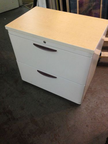 2 drawer lateral size file cabinet w/ laminate top by steelcase office furn 30&#034;w for sale