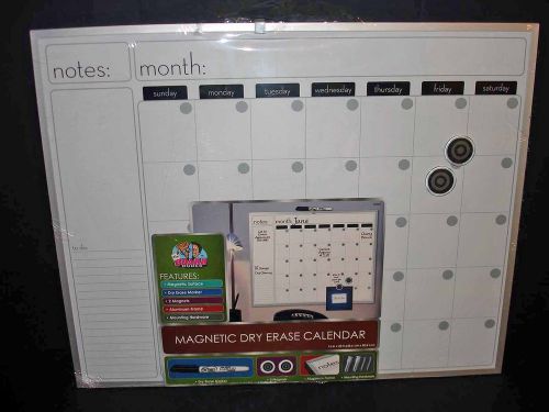 MAGNETIC DRY ERASE CALENDAR 20&#034; x 16&#034; ALUMINUM FRAME,MOUNTING HARDWARE GIFT IDEA