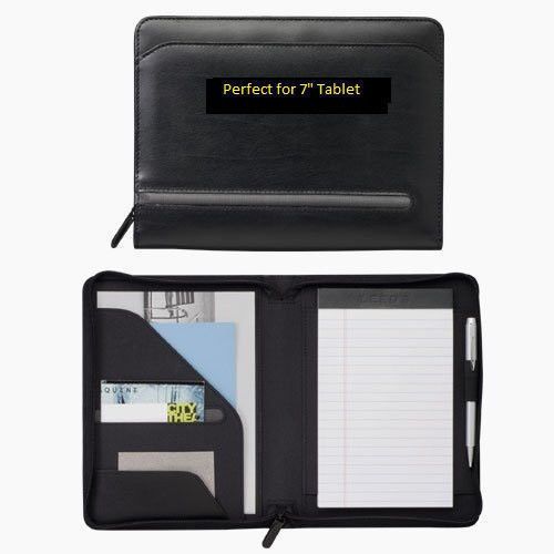 LEEDS BLACK ZIPPERED JR PADFOLIO ORGANIZER GREAT FOR Amazon Kindle Fire HDX 7