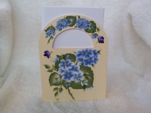 HYDRANGEAS PAPER DESK CADDY GIFT BOX  - WOOD FAVOR BOX  - BLUE