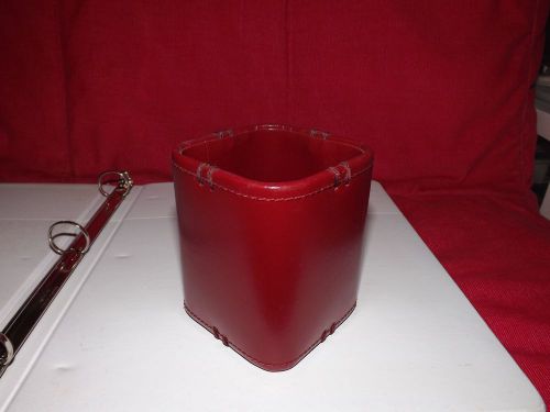 Burgundy leather pencil holder