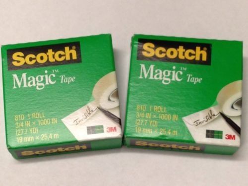 NEW 2 Rolls SCOTCH Magic Tape 3M 810  3/4 inch x 1000 inch REFILL Free SHIP