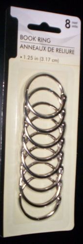 Metal Book Rings, 1.25 Inch ~~PACK OF 8