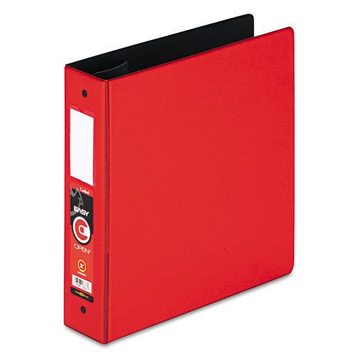 Easy Open Locking Round Ring Binder, 2&#034;, W/Label Holder, Red