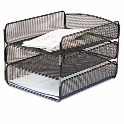 Safco desk tray, three tiers, steel mesh, letter, black (saf3271bl) for sale