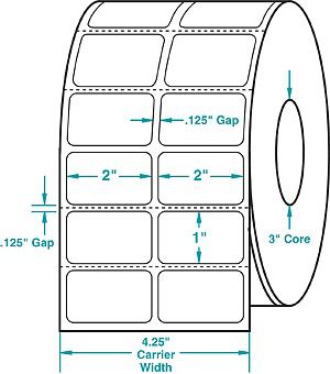 THERMAL TRANFER LABEL 2&#034;x1&#034;x4rolls 44,000Labels