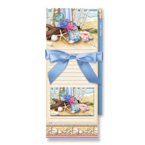 Two Magnetic Notepads, 1 Pencil, 1 Magnet -  Seaside Gathering Design