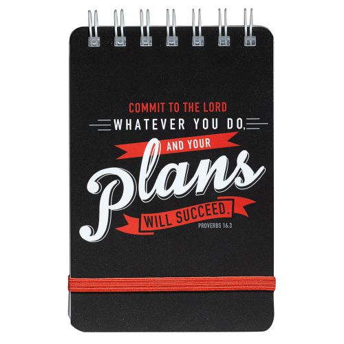 PROVERBS 16:3 Wirebound Notepad w/Elastic Band Closure Scripture BRAND NEW