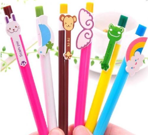 6PCS/Lot Cute Cartoon Animals Ball Point Pen-Blue Color,0.5mm