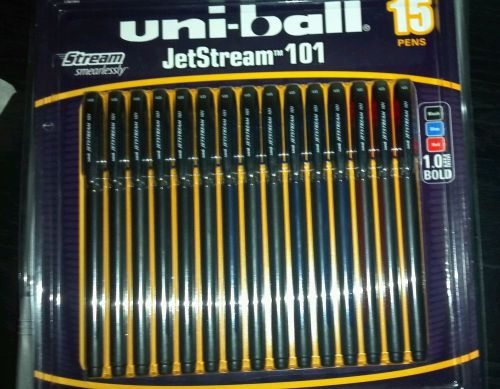 Uni-Ball Jetstream 101 - Assorted Colors - 15 ct. Pens 1.0 MM Bold Brand New