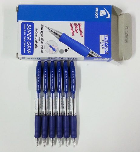 PILOT SUPER GRIP BPGP-10R-F 0.7mm fine ball point pen 12PCS Blue