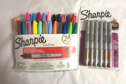 Sharpie permanent fine point marker 24 color original + 6 metallic bundle for sale