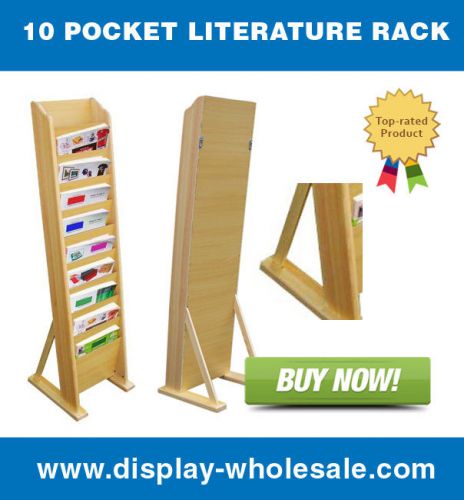 10 pocket standing wooden magazine/ literature rack for sale