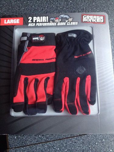 Mechanic 2 Pair Grease Monkey High Performance Work Gloves Large