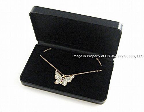 2 Elegant Black Crocodile Pattern Necklace Pendant Chain Gift Boxes