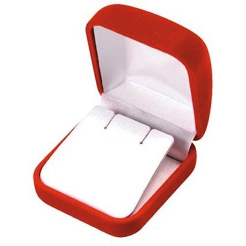 144 red velvet flock large earring or pendant gift boxes 2 3/8&#034;w x 3&#034;d x 1 1/8&#034;h for sale