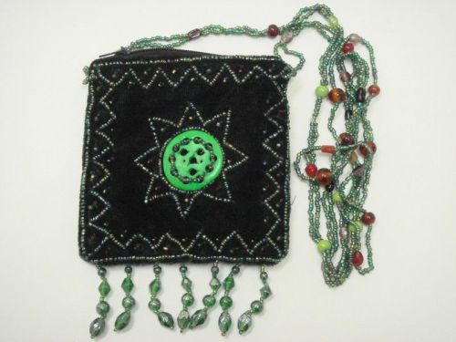 GREEN HANDMADE ZIPPER TOP JEWELRY GIFT POUCH BAG #F-1066C