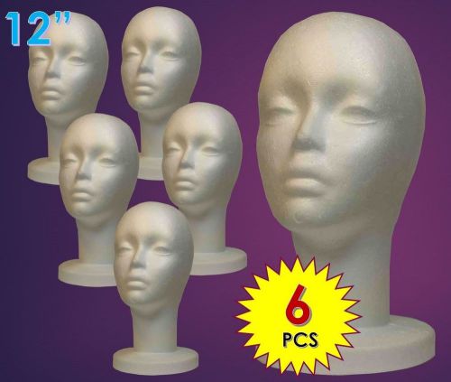 WIG FEMALE STYROFOAM HEAD FOAM MANNEQUIN DISPLAY 12&#034; (6PCS)