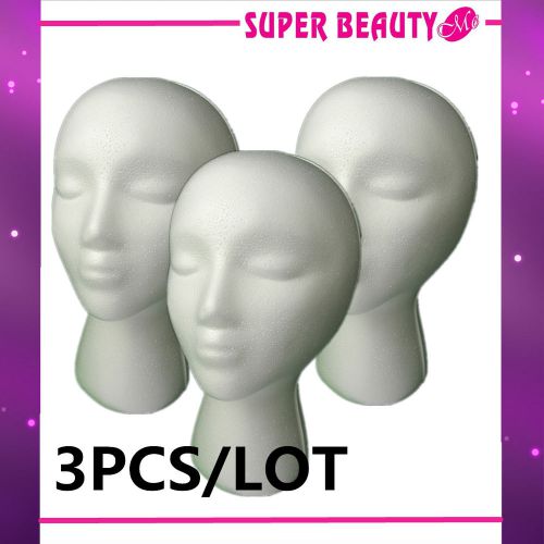 3PCS/LOT - White STYROFOAM FOAM HEAD MANNEQUIN DISPLAY