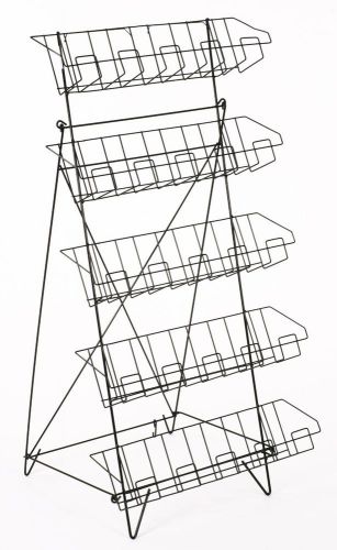 New 5-tier display rack books dvds trade shows set of 2 gloss black wire free sh for sale