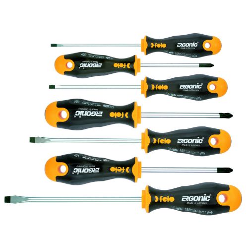 Felo 400 971 18 Screwdriver Set Slotted/Phillips/PoziDriv® Ergonic® 7-Piece