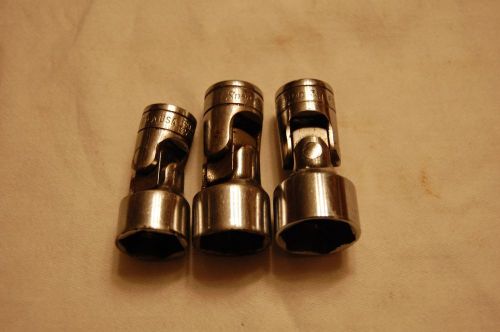 Snap-on 3/8&#034; Drive Universal Swivel Sockets 5/8&#034;, 11/16&#034; &amp; 3/4&#034;