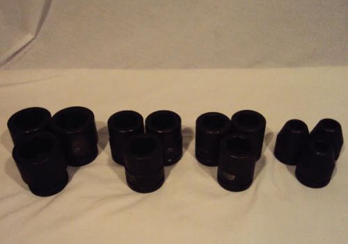 12 NEW WRIGHT &amp; PROTO 1 3/8&#034; 1 1/16&#034; 1&#034; 5/8&#034; 3/4&#034; DR. IMPACT SOCKETS SOCKET SET