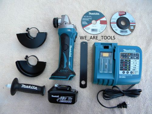 Makita 18 volt bga452 grinder, battery bl1830, dc18ra charger 18v lxt cordless for sale