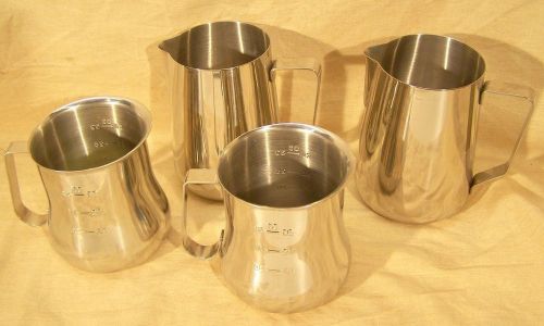 Lot of 4 32oz Rattleware Pitchers 2 - Latte Art Frothing &amp; 2 Graduated Latte Art