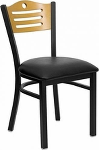 NEW METAL DESIGNER RESTAURANT CHAIRS W BLACK VINYL SEAT