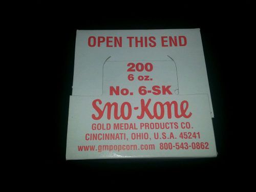 SNOW KONE CUPS! 200 gold medal Heavy duty Sno-Kones 6oz cup