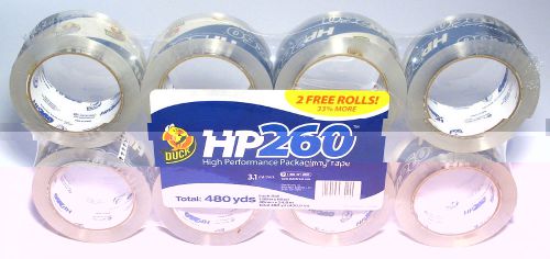 Duck Tape HP 260 High Performance Packaging Tape 8 Pack - 8 Rolls