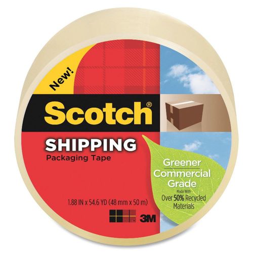 3M 3750G Greener Heavy Duty Shipping Tape, 1 Roll, 1-7/8&#034; x 49.2 Yds, Clear