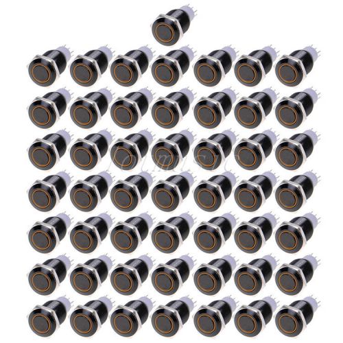 50pcs angel eye black led 16mm hole 12v metal latching switch-orange for sale