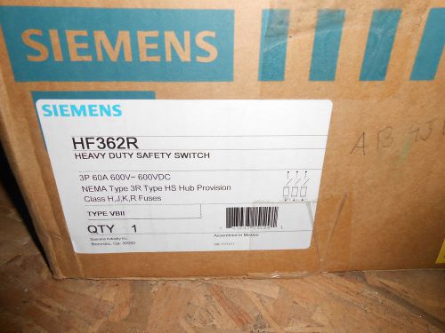 SIEMENS HF362R DISCONNECT 60 AMP 600 VOLT SAFETY SWITCH