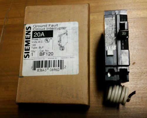 &#034;NEW&#034; Siemens Ground Fault Circuit Interrupter 20A One Pole 120V BF120 Type: BLF