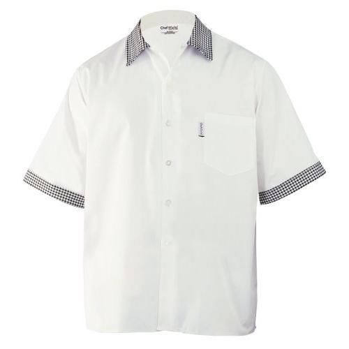 Chef works sccs-wht black and white check contrasting cook shirt, size 5xl new for sale