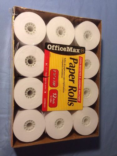 12 New Office Max Cash Register &amp; Adding Machine Paper Rolls 2  1/4 ” x 130’