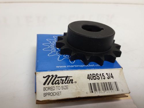 Martin Sprocket Single Strand Finished Bore Roller Chain Sprocket 40BS15 3/4