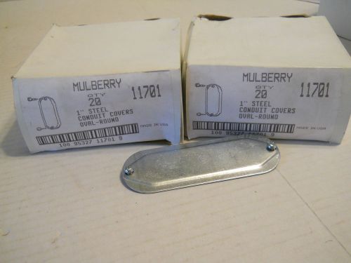 (1) box of 20 Mulberry 1&#034; Steel Conduit Covers Oval Round #11701 New