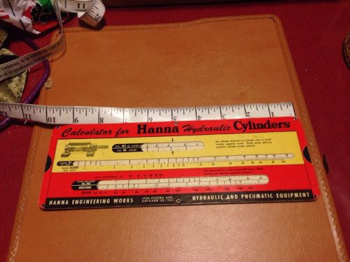 Vintage ©1944 HANNA Engineering Works HYDRAULIC CYLINDERS Slide Rule Calculator