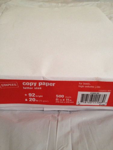 STAPLES COPY PAPER LETTER SIZE 8 1/2&#034; x 11&#034; 500 SHEETS