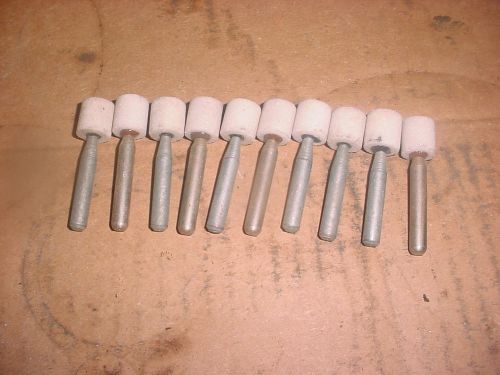 LOT OF 10 Grinding GRINDER STONE WHEEL 1/2&#034;OD 1/2&#034;L 1/4&#034; STEM SHANK METAL DIE