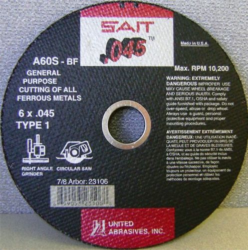 Sait 23106 6&#034; x .045 x 7/8&#034; Cut-Off Wheel Box of 50