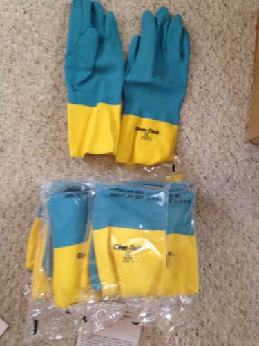 New lot of 12 pair chem-tech seamless nitrile rubber gloves flockline size m for sale