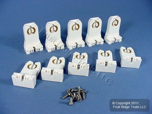 10 Leviton Fluorescent Lamp Holders Light Sockets T8 T12 Medium Bi-Pin 13357-N