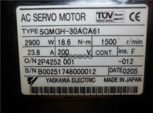 Used Yaskawa AC Servo Motor SGMGH-30ACA61 Tested